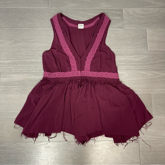 Intimately Free People Babydoll Peplum Eyelet Blouse Tunic Top Boho Hippie S - Picture 14 of 16